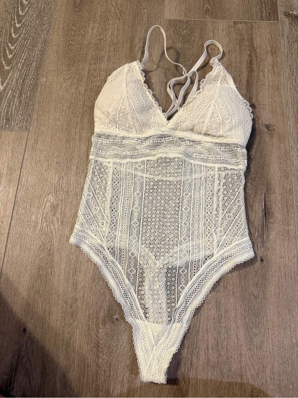 Abercrombie & Fitch White Lace V-Neck Bodysuit